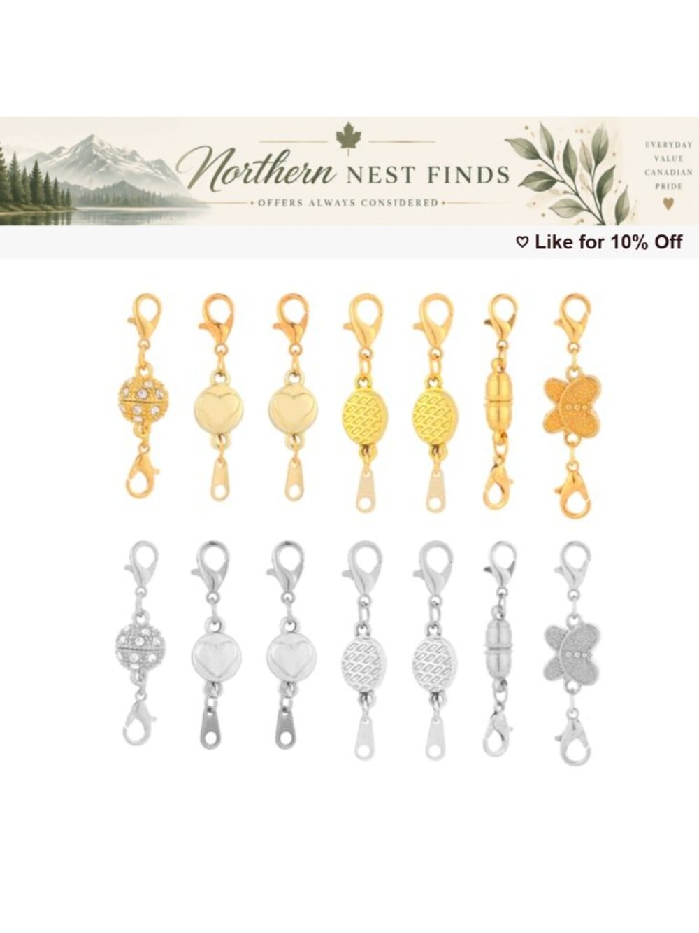 14pcs Magnetic Jewelry Clasps Double Lobster Clasps Necklace Bracelet Connectors